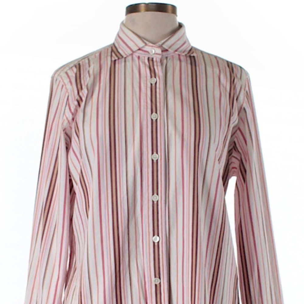 NWOT Facconable Pink Gradient Stripes Button Down